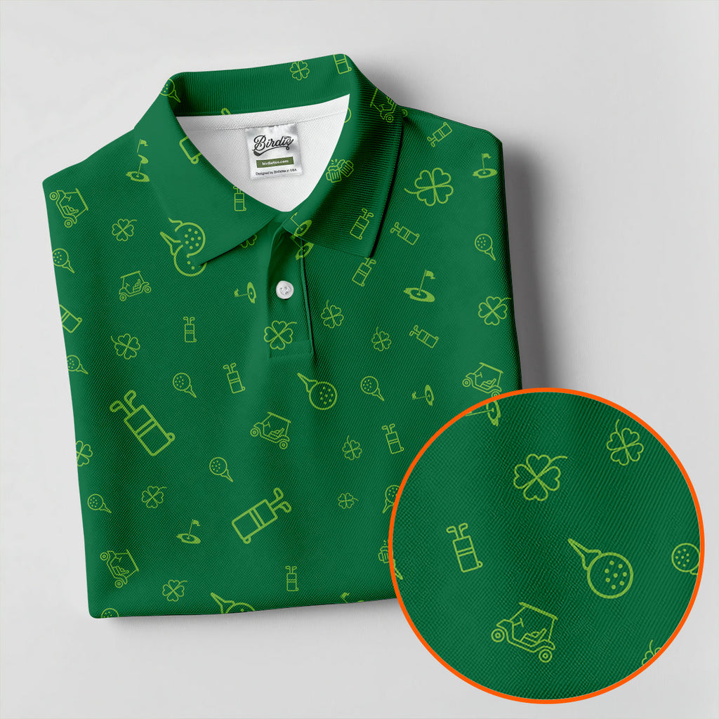 Golf And Beer Lucky Four Leaf Clover St Patrick's Day Green Golf Tops For Men, Golf Gift For Men