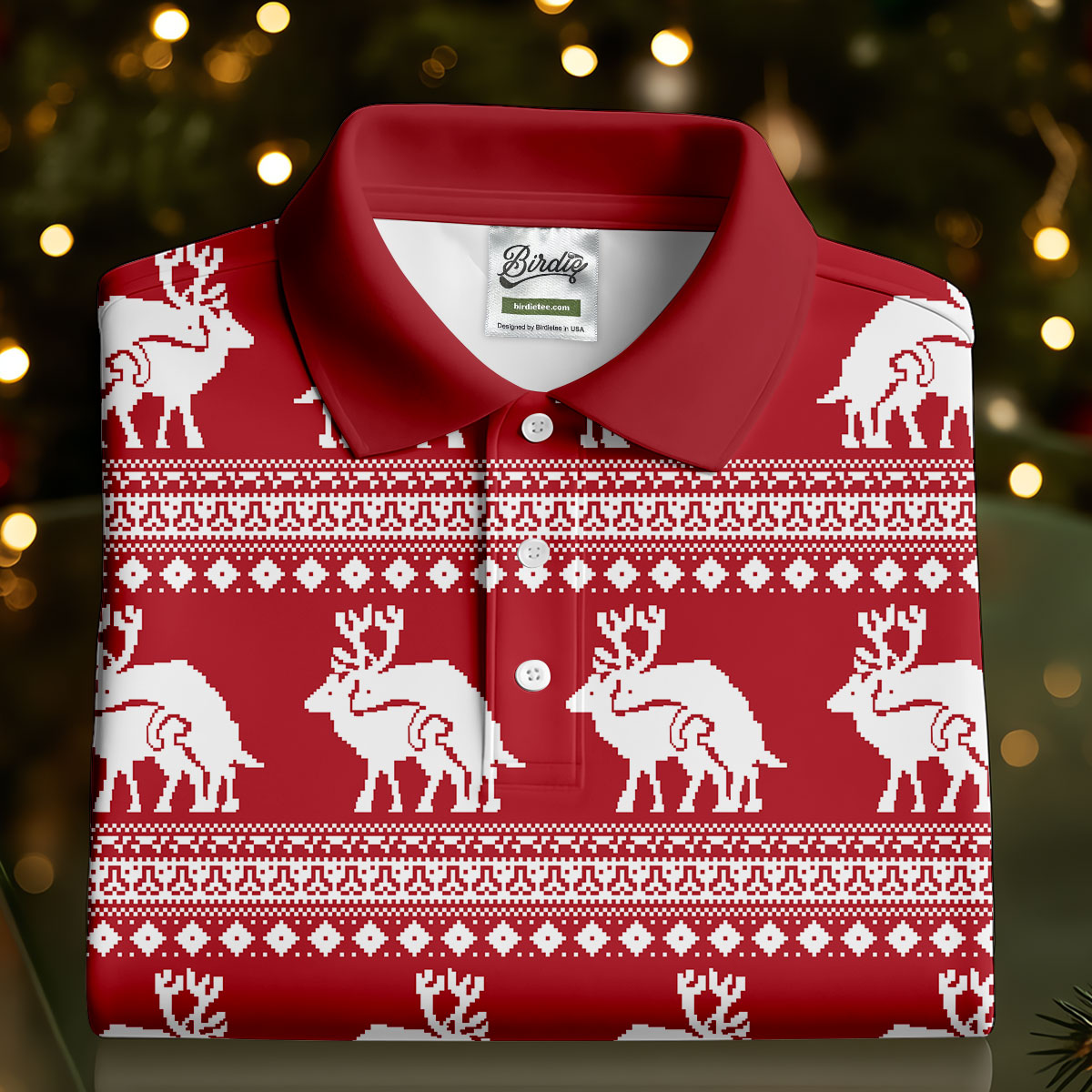 Reindeer Humping Seamless Pattern Golf Shirt, Christmas Golf Shirt, Golf Shirts For Men, Golf Gift For Men