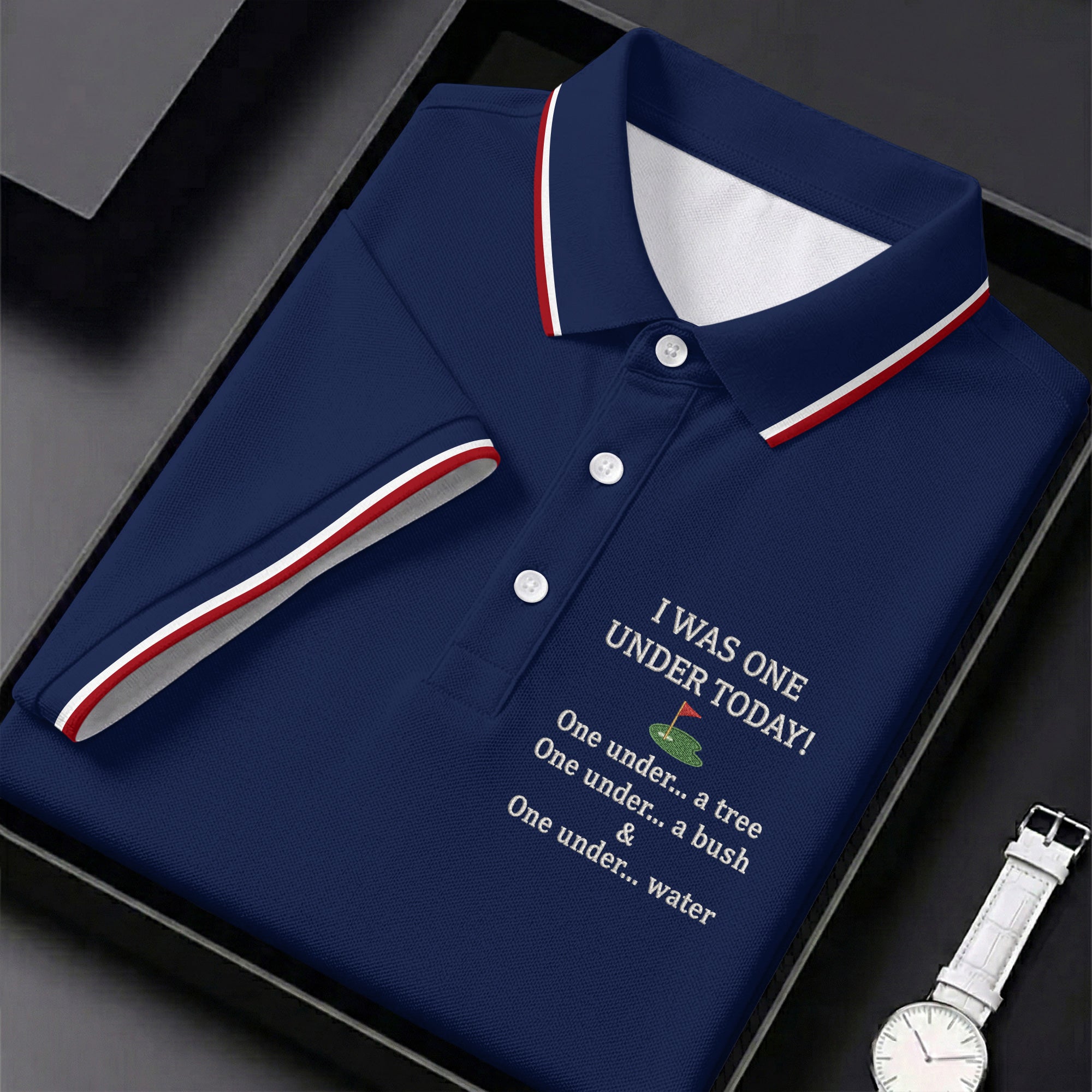 I Was One Under Today Navy Golf Shirt, Funny Golf Shirt, Golf Shirts For Men, Polo Shirts For Men