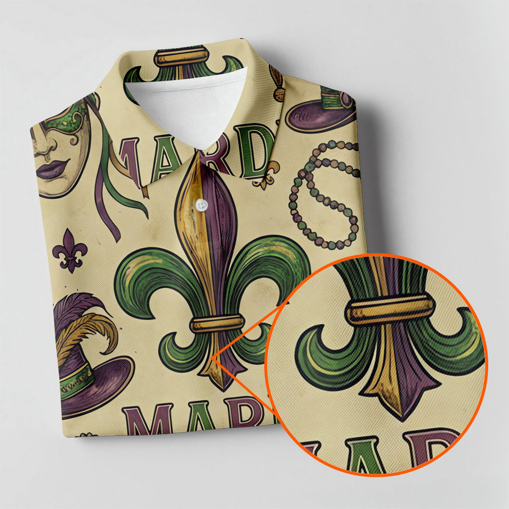 Mardi Gras New Orleans Fleur De Lis Carnival Hat Men's Golf Polo Shirts, Golf Shirts For Men