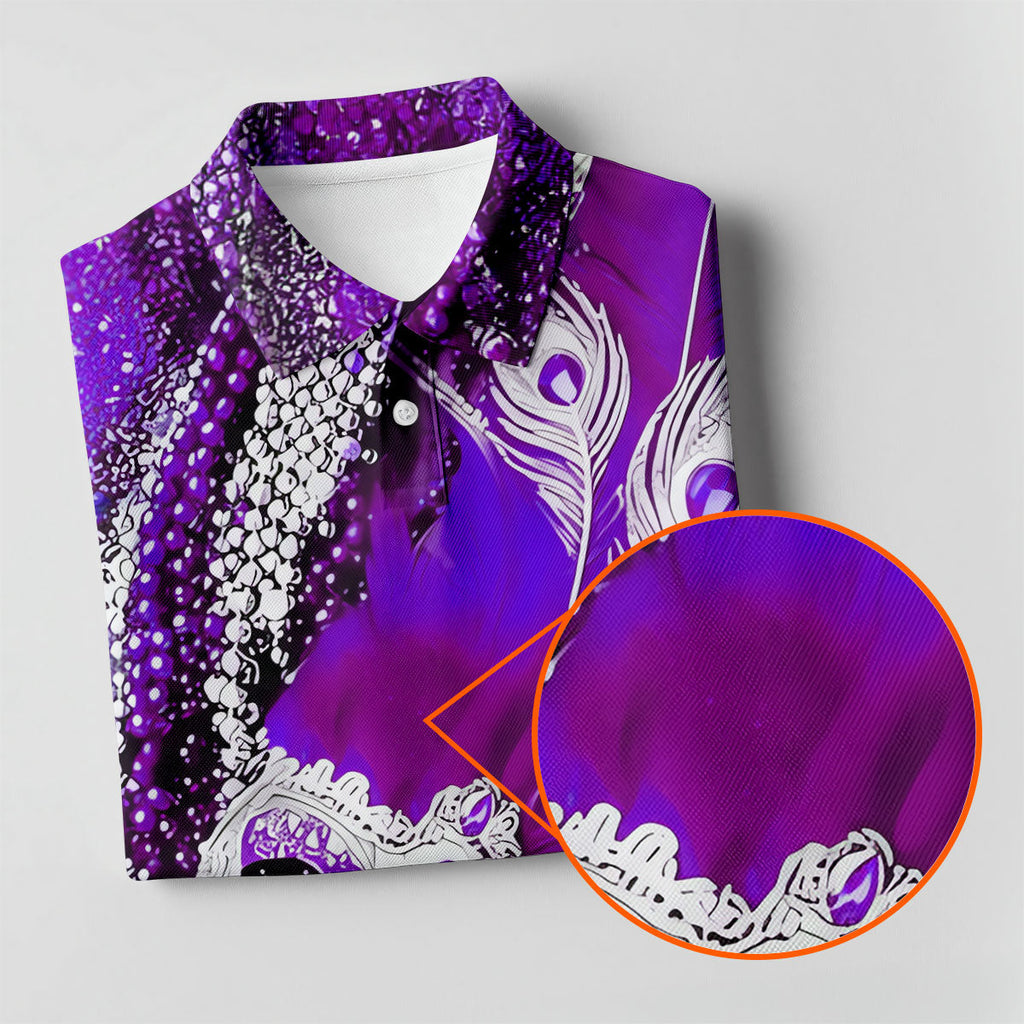 Mardi Gras Masquerade Mask Feather Beads Purple Golf Shirt, Polo Shirts For Men, Golf Shirts For Men