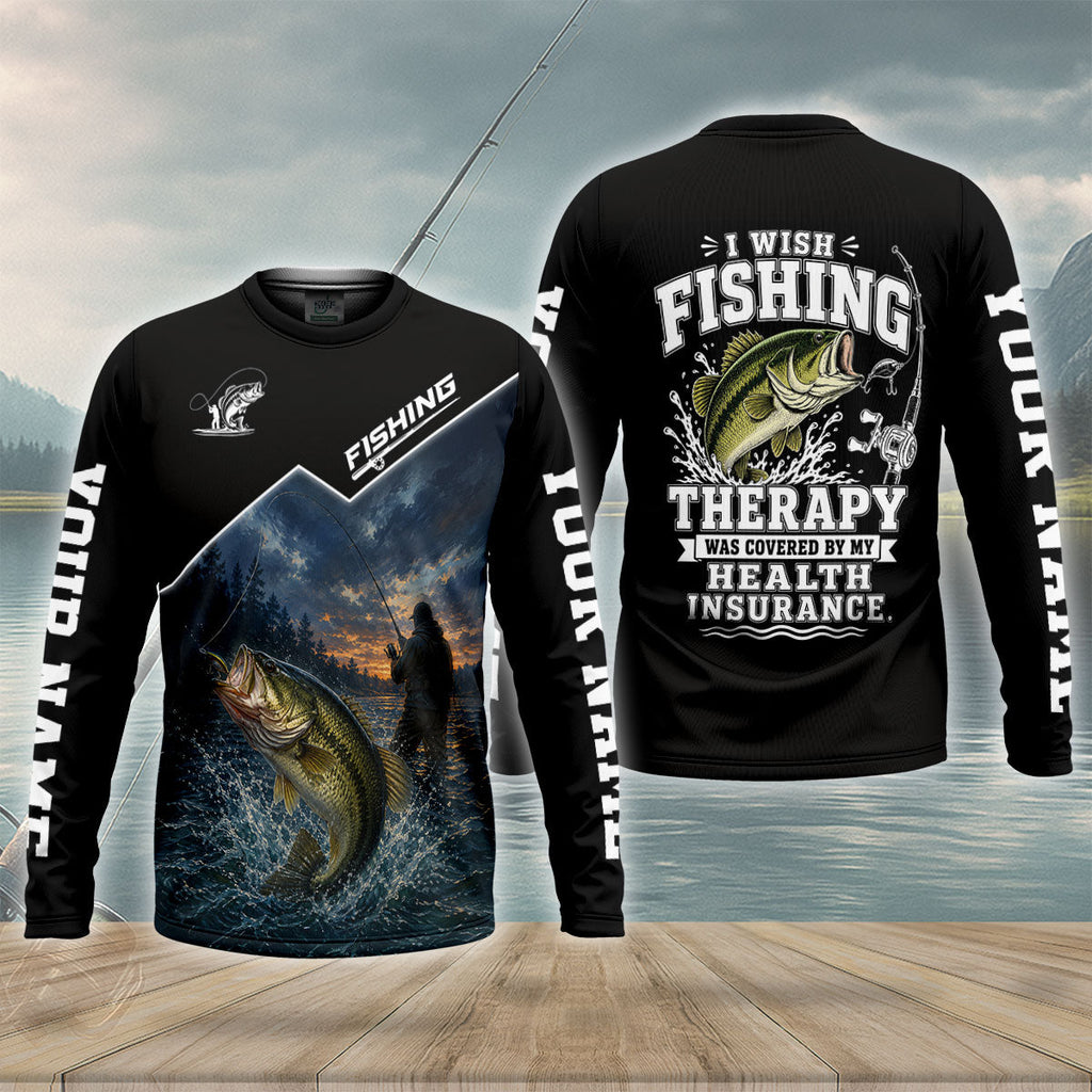 Custom Bass Fishing Lake Sunset UPF Shirt, Long Sleeve Fishing Shirt, Fishing Shirts For Men