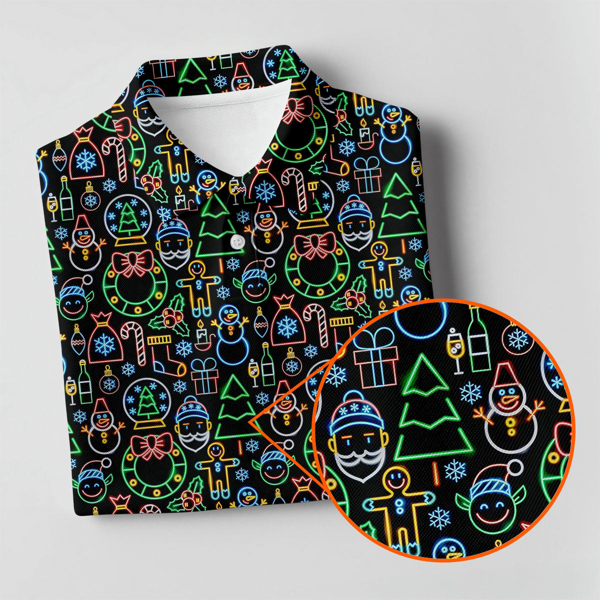Neon Christmas Retro Style Men's Golf Polo Shirt Christmas Golf Shirt, Polo ShirtFor Men