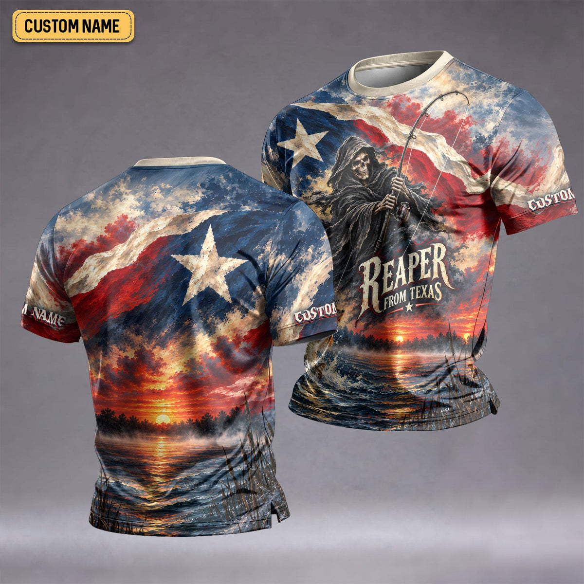 Reaper From Texas Bass Fishing UPF Shirt, Fishing Jersey, Fishing Apparel For Men