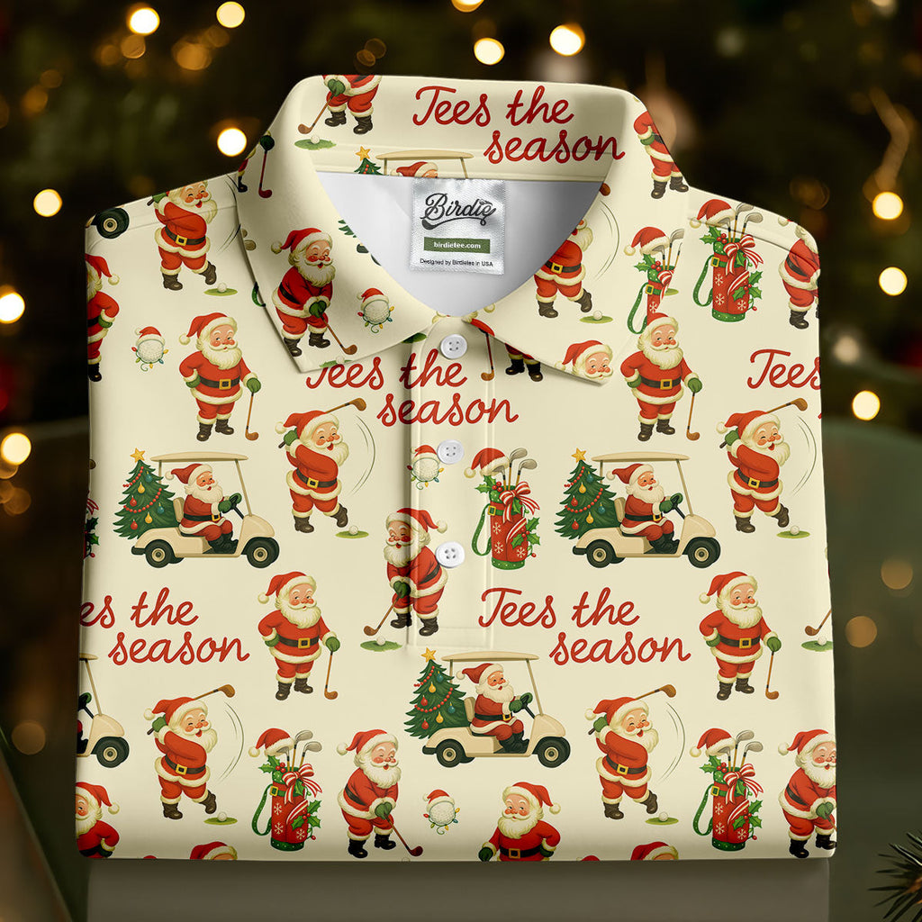 Tees The Season Funny Santa Claus Golf Tops For Men, Christmas Golf Shirt, Polo ShirtFor Men, Golf Gift For Men