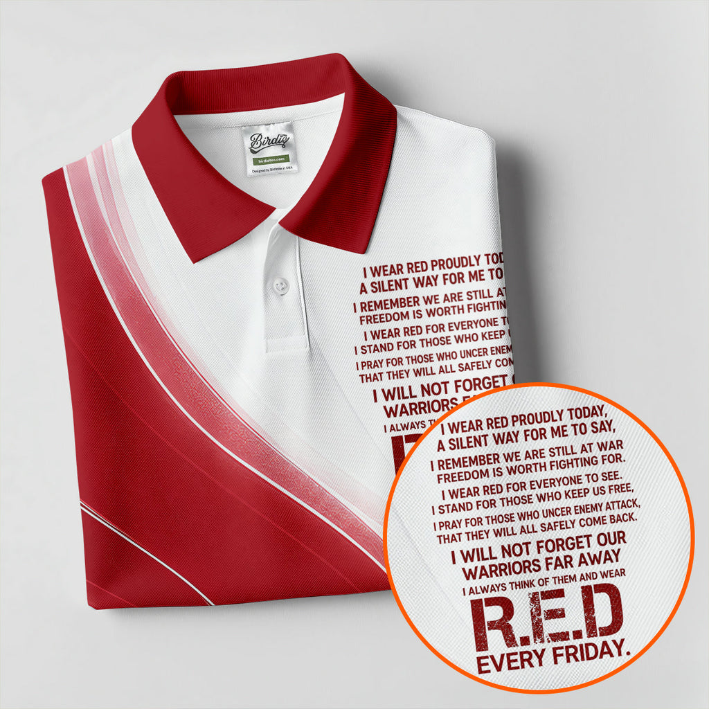 Red Friday Faith Cross Red White Gradient Patriotic Golf Shirt, 250 Years Polo Shirts For Men