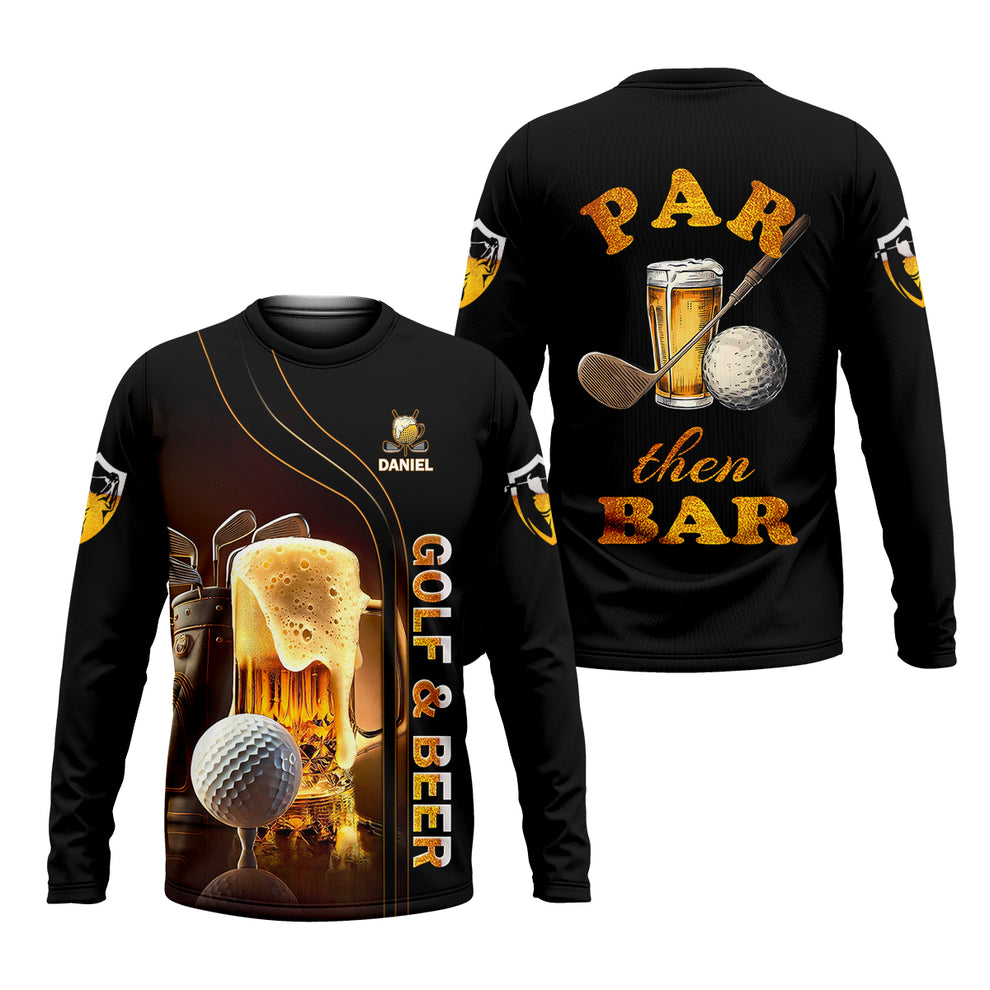 Personalized Par Then Bar Golf Shirt, Custom Name Golf and Beer Performance Tee