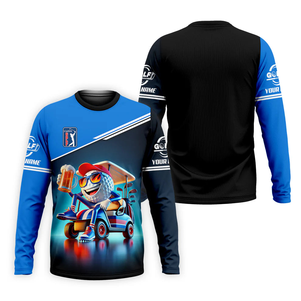 I Love Golf Custom Men's Golf Polo Shirt, Funny Beer Golf Shirt, Dad Golf Gifts