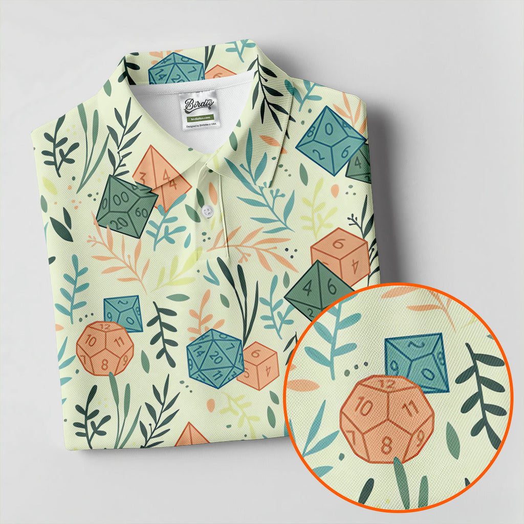 Polyhedral Dice Dragon Game Tropical Vibe Golf Tops For Men, Polo Shirts For Men, Golf Shirts For Men