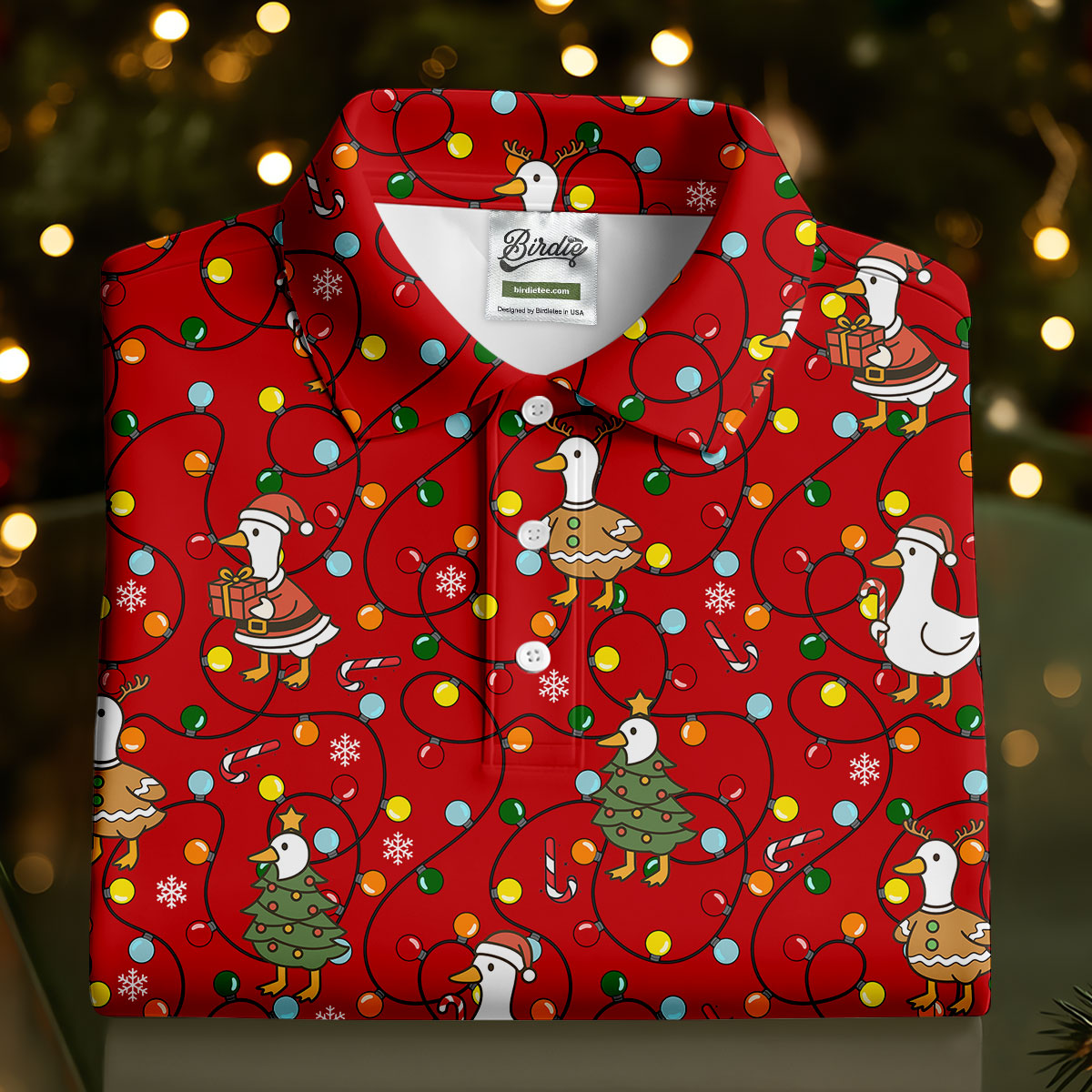 Funny Duck Merry Xmas Red Golf Shirts, Gifts For Golf Lovers, Polo Shirts For Men, Golfing Apparel