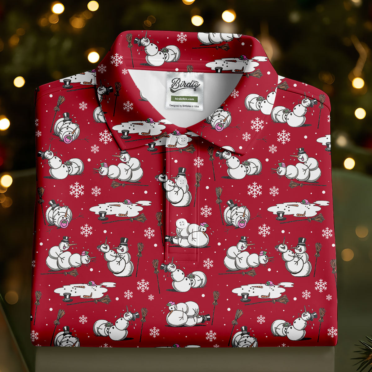 Funny Snowman Naughty Couple Red Golf Shirt, Christmas Golf Shirt, Golf Gift For Him, Polo ShirtFor Men