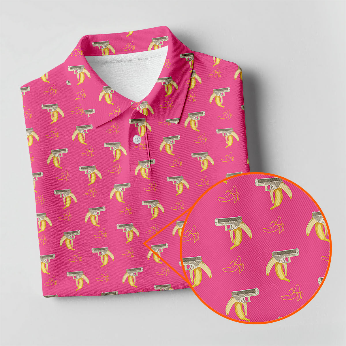 Funny Banana Hot Pink Golf Shirt, Golf Tops For Men, Golf Shirts For Men, Polo Shirts For Men