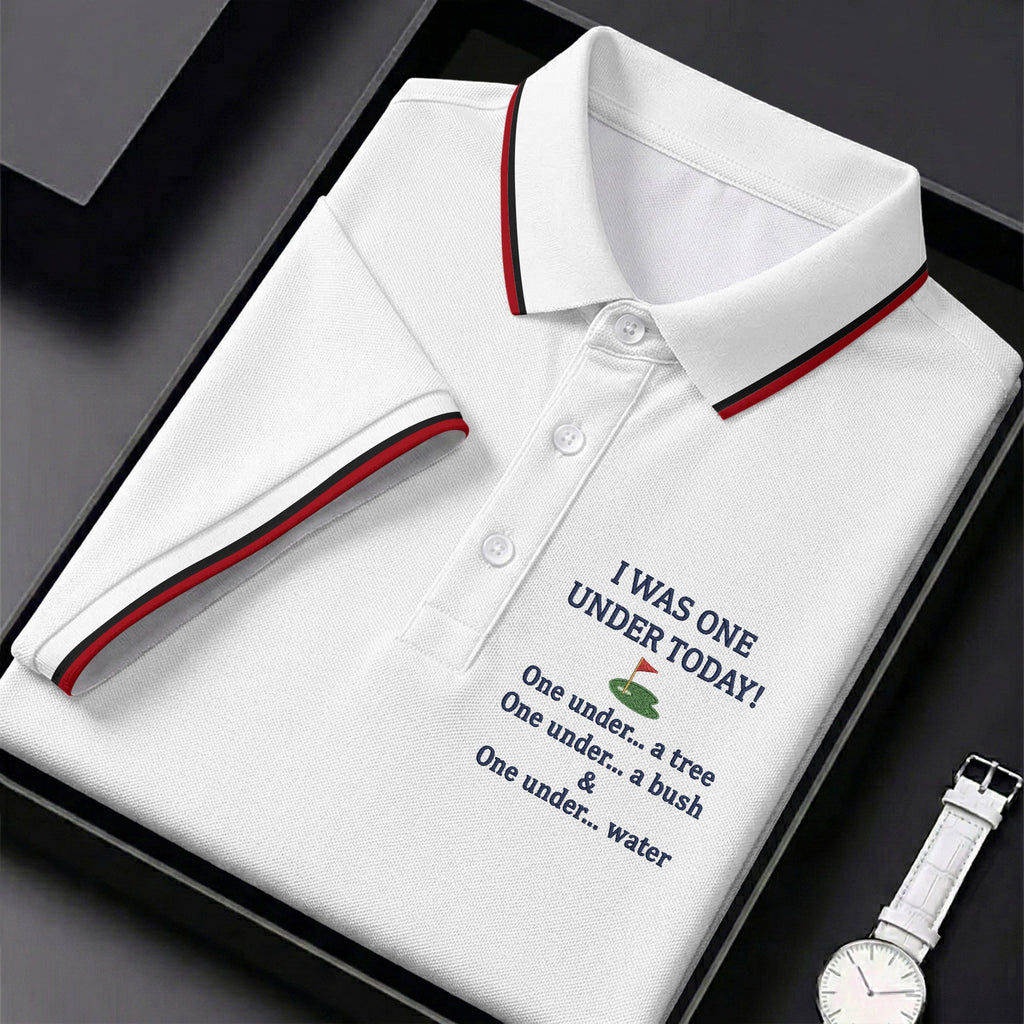 I Was One Under Today White Golf Shirt, Funny Golf Shirt, Golf Shirts For Men, Polo Shirts For Men