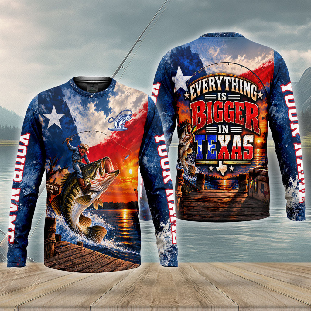 Everything Is Bigger In Texas Cowboy UPF Shirt, Fishing Shirts For Men, Fishing Shirt