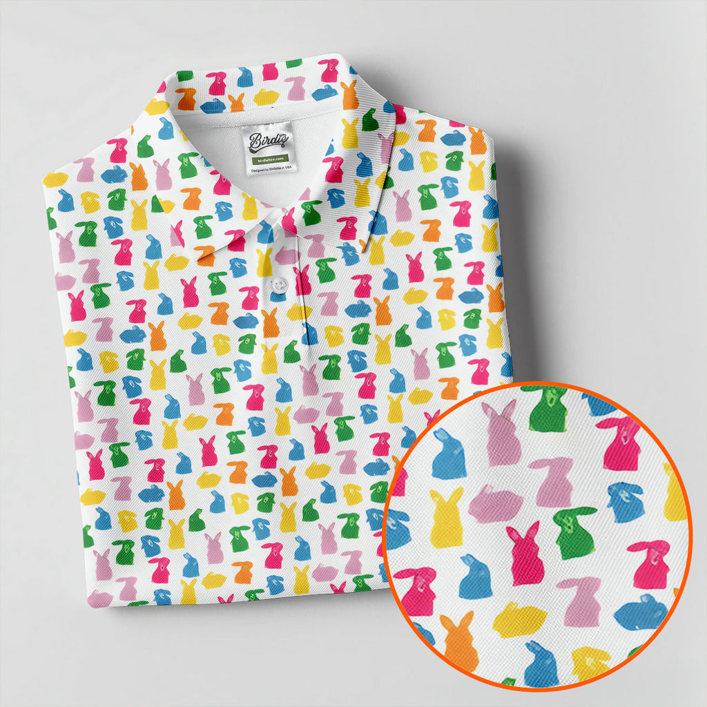 Bunny Hops Seamless Pattern Easter Golf Shirt, Golf Shirts For Men, Men's Funny Golf Shirts, Polo Shirts For Men