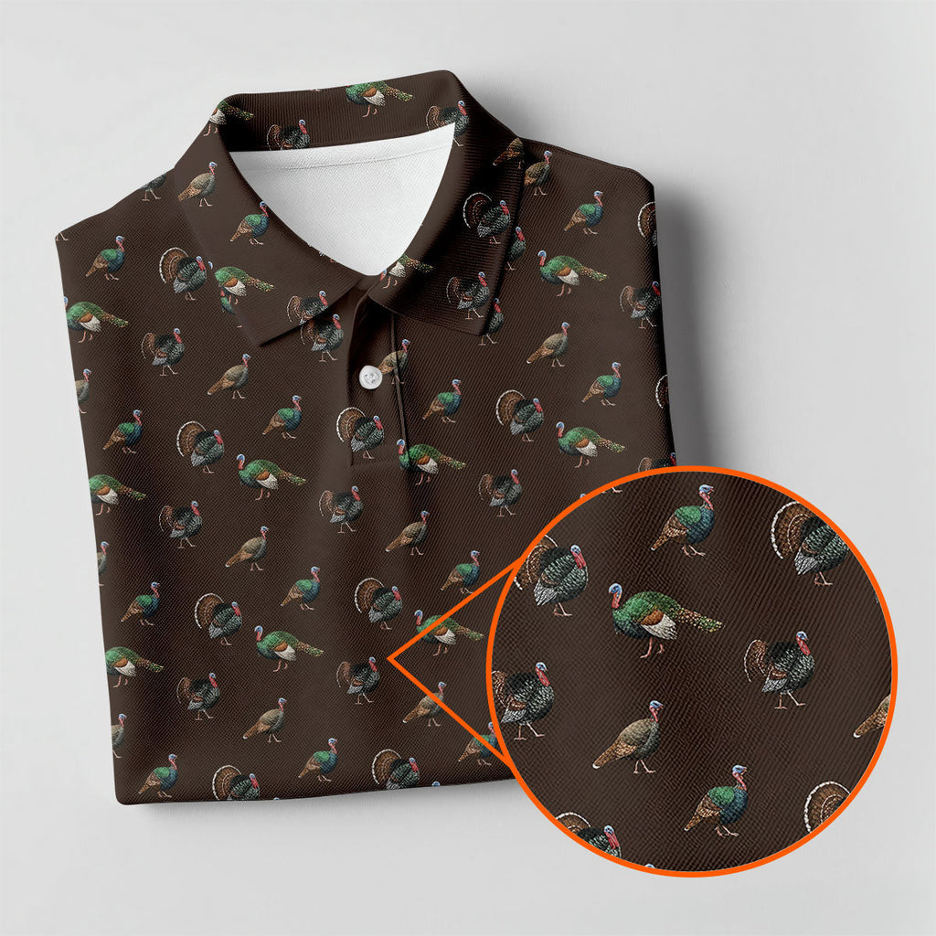 Turkey Hunting Seamless Pattern Funny Golf Shirts, Father's Day Golf Shirt, Golf Gift For Dad