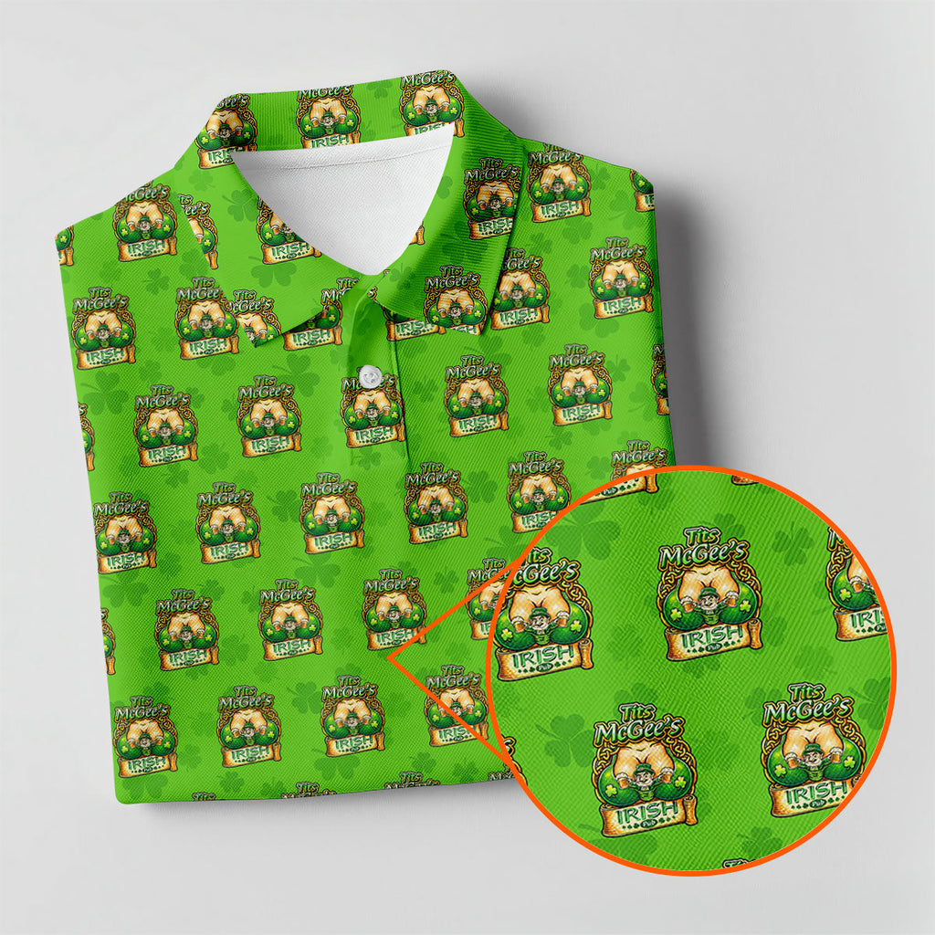 Green St Patrick's Day Funny Adult Shamrock Golf Shirt, Polo Shirts For Men, Golf Shirts For Men
