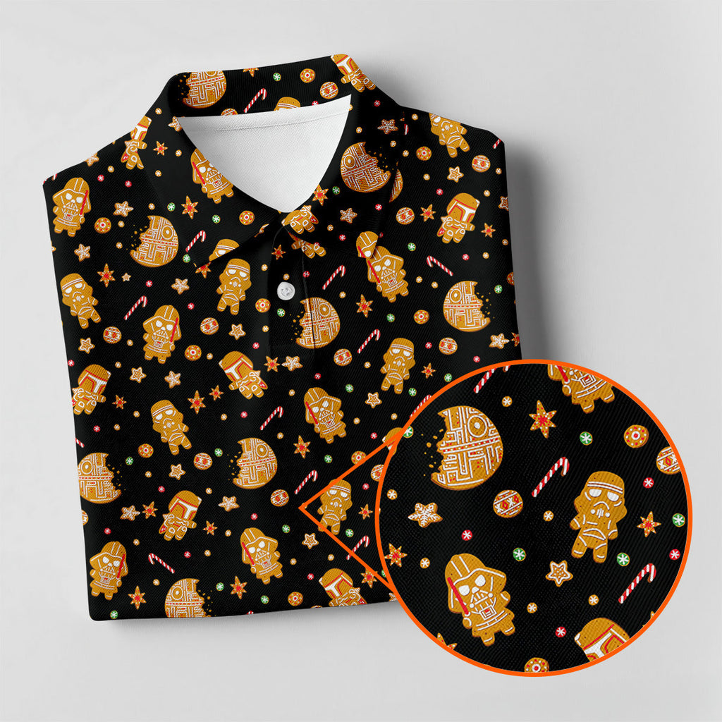 Funny Gingerbread Galaxy Character Golf Tops For Men, Christmas Golf Shirt, Polo Shirts For Men
