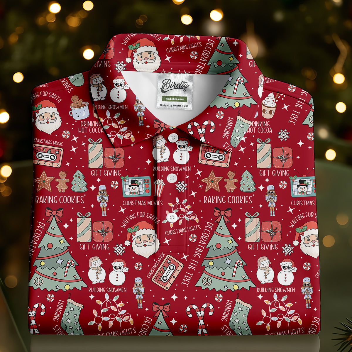 Tis The Season Santa Claus Gift Red Men's Golf Polo Shirts, Christmas Golf Shirt, Polo Shirts For Men