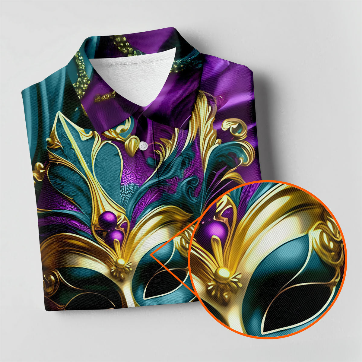 Mardi Gras Face Mask Turquoise Golf Shirt, Polo ShirtFor Men, Golf Shirts For Men, Polo For Men