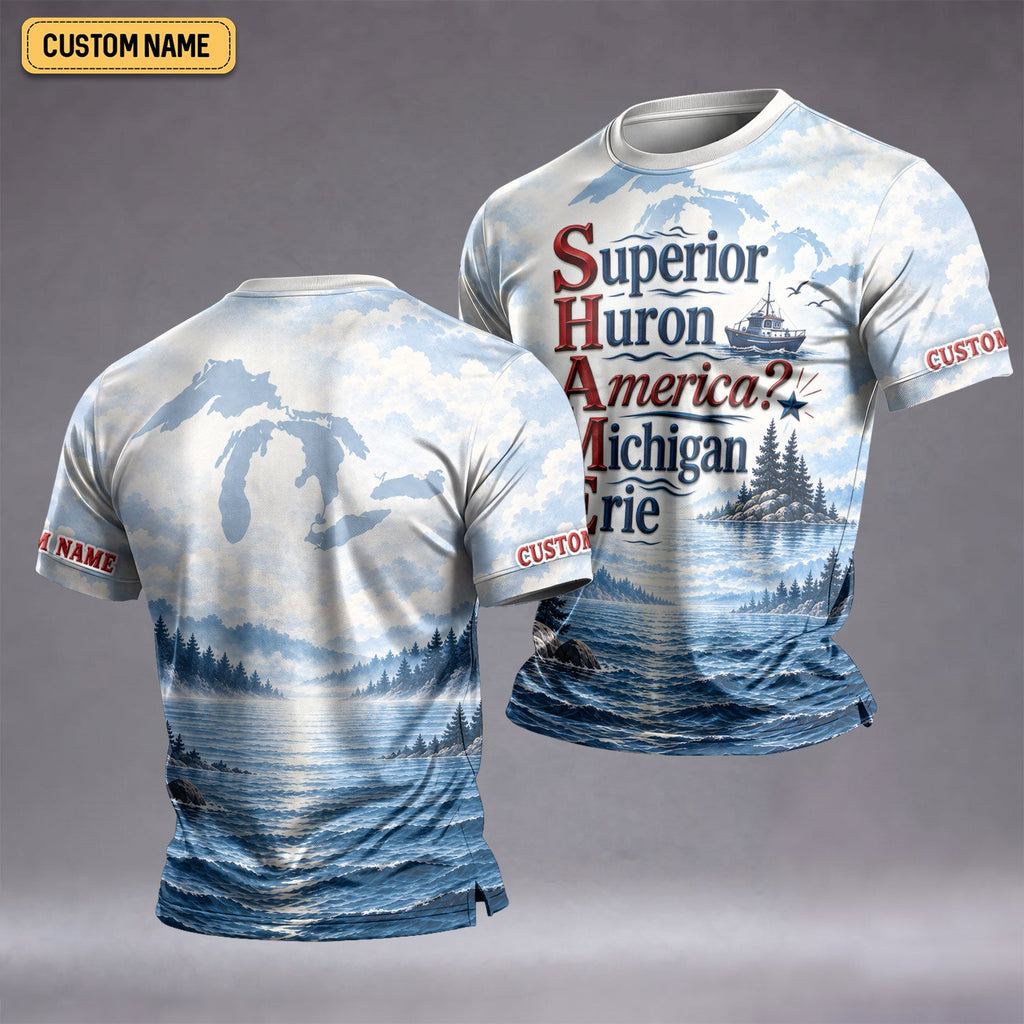 America Great Lakes Fishing UPF Shirt, Performance Fishing Shirt, UPF Sun Shirt For Men