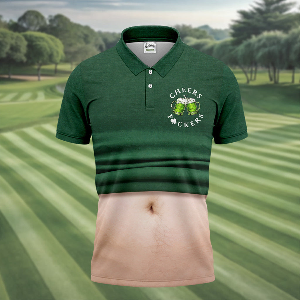 St Patrick's Day Cheers Men's Funny Golf Shirts, Polo Shirts For Men, Golf Shirts For Men