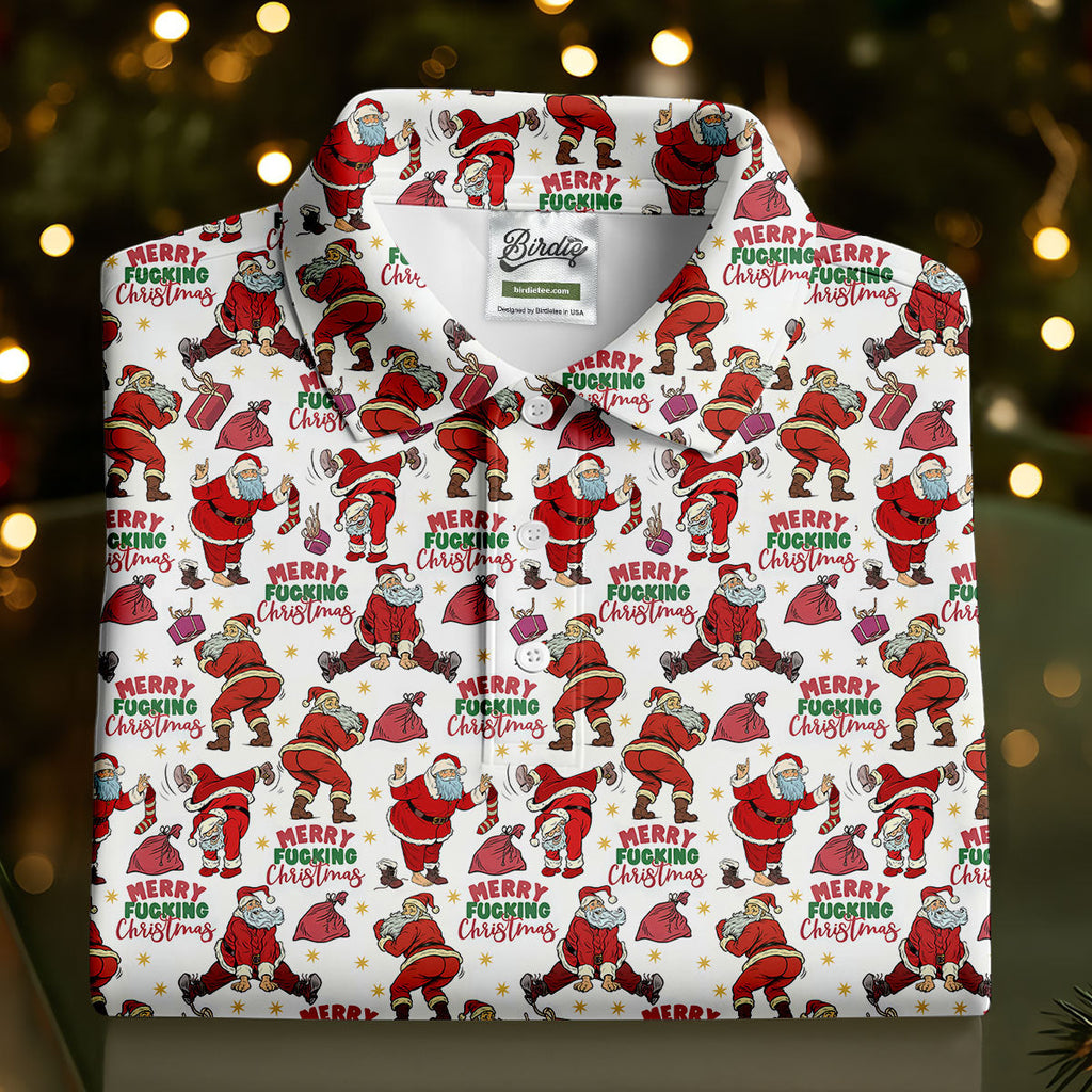 Merry Freaking Christmas Funny Santa Christmas Golf Shirt, Fun Golf Shirts For Men, Golf Gift For Men