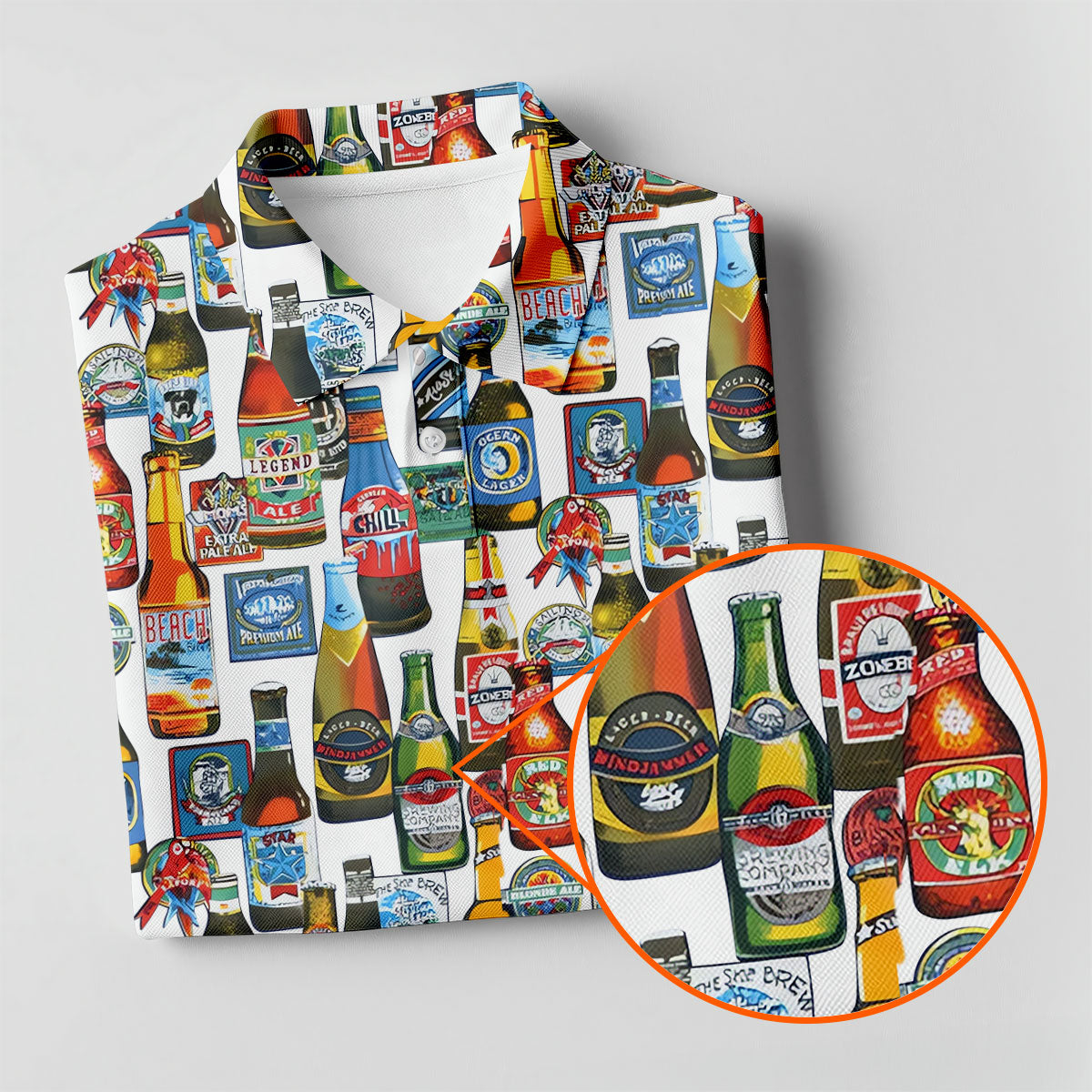 Beer Bottle Labels White Golf Shirt, Men's Funny Golf Shirts, Golf Tops For Men, Golf Shirts For Men