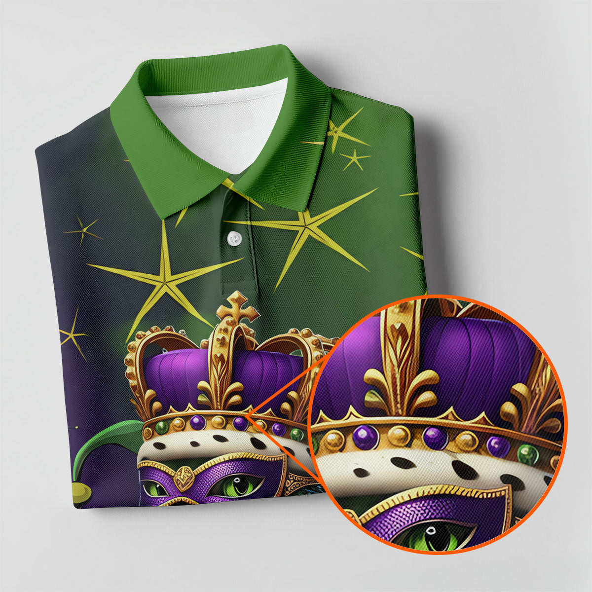 Mardi Gras Aligator Crown Mask Purple Green Gold Golf Tops For Men, Polo Shirts For Men, Golf Shirts For Men