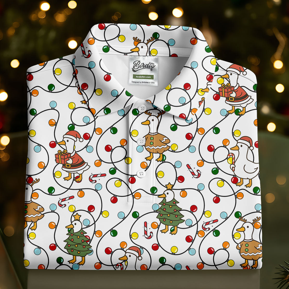 Funny Duck Merry Xmas White Golf Shirts, Gifts For Golf Lovers, Polo Shirts For Men, Golfing Apparel