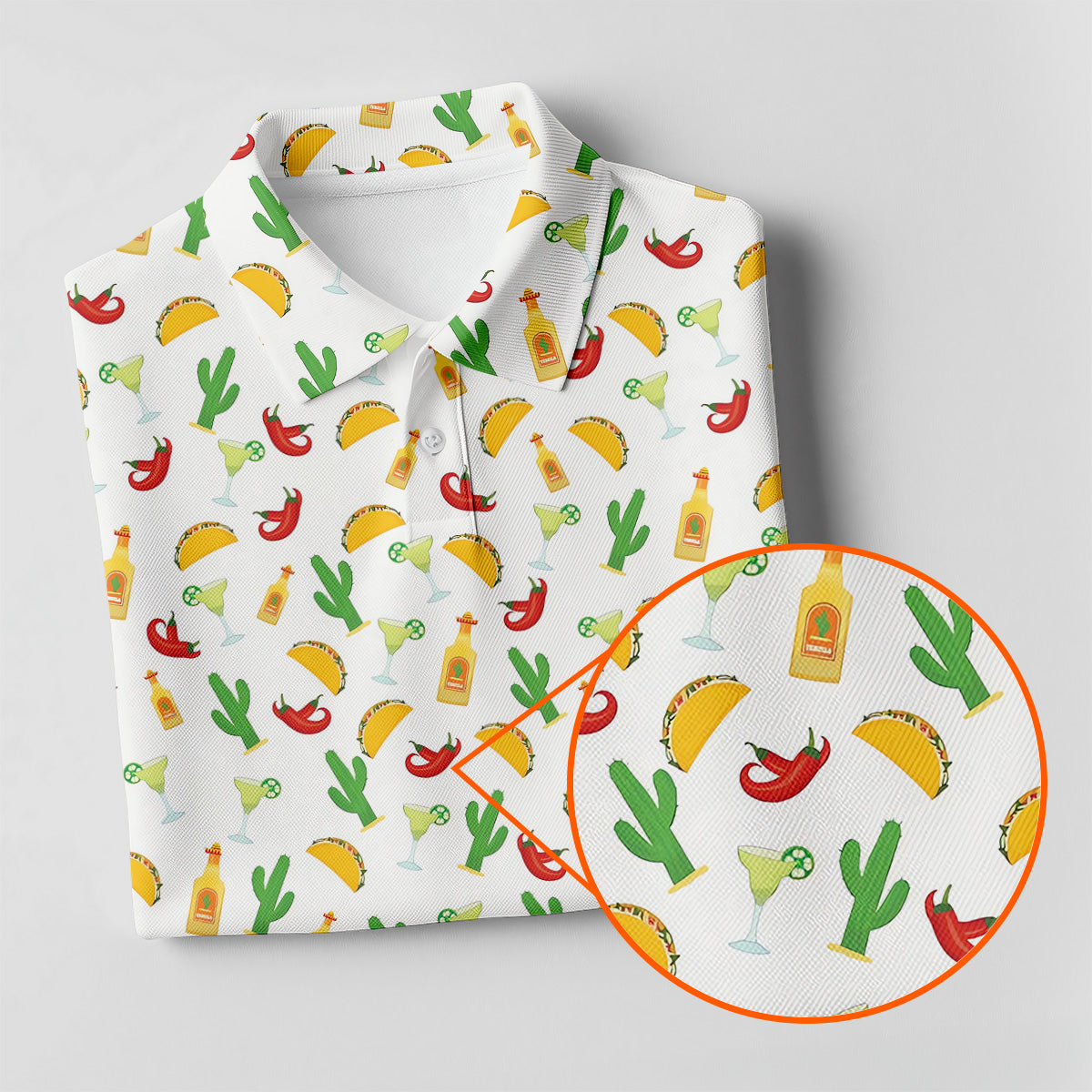 Tropical Vibe Hawaiian Pattern White Golf Shirt, Golf Tops For Men, Golf Gift For Men