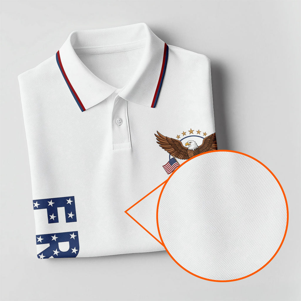 250 Years Of Freedom US Flag Logo White Golf Shirt, Patriotic 4th Of July Golf Shirts For Men