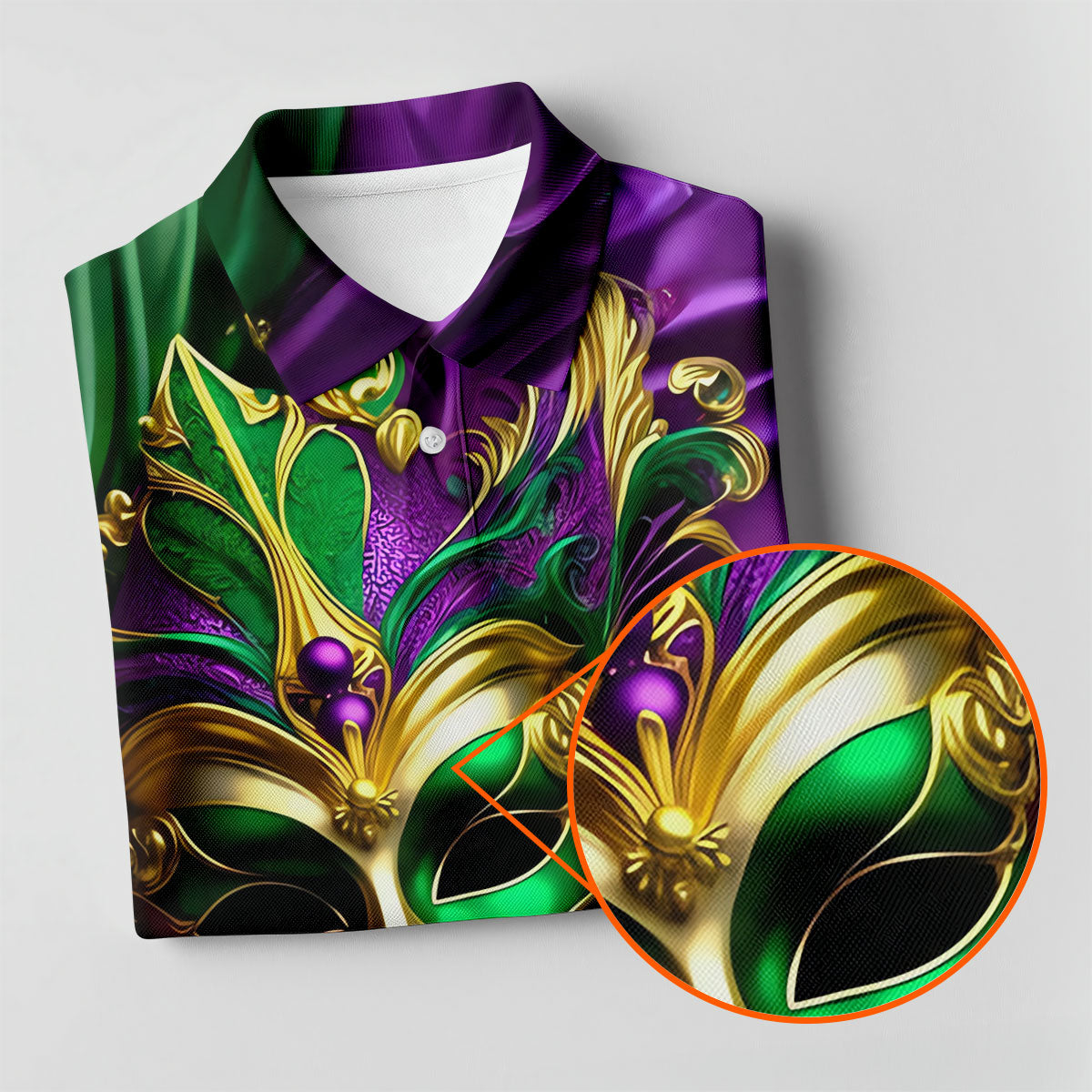 Mardi Gras Face Mask Purple Green Gold Polo Shirts For Men, Golf Shirts For Men, Polo For Men