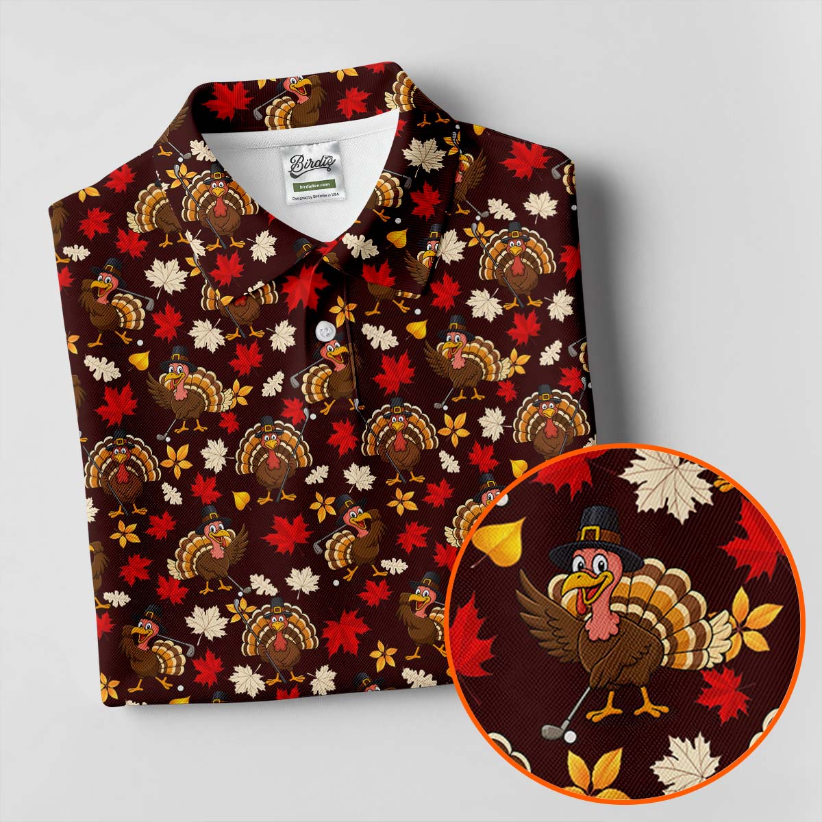 Funny Thanksgiving Turkey Golf Pose Golf Tops For Men, Polo Shirts For Men, Golf Gift For Men