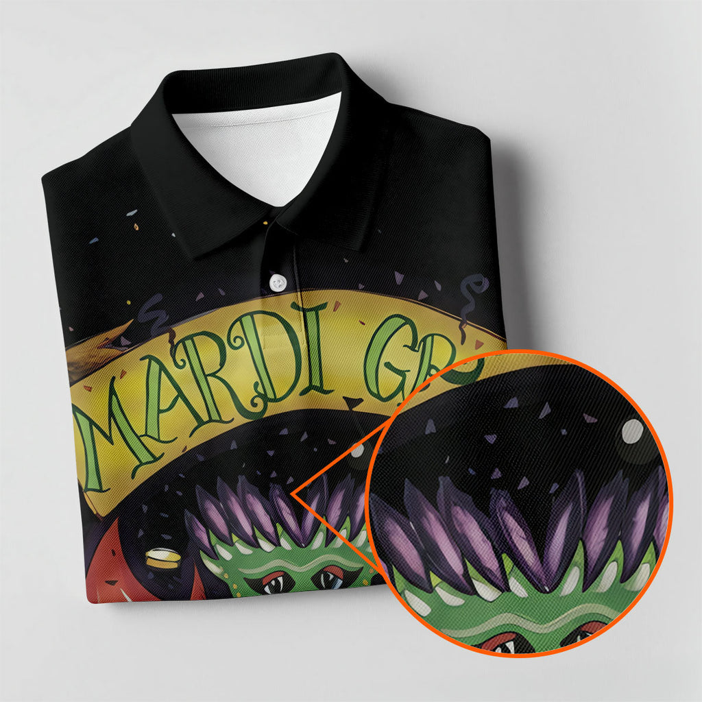 Mardi Gras Crawfish Rue Bourbon Black Golf Shirt, Polo Shirts For Men, Golf Shirts For Men