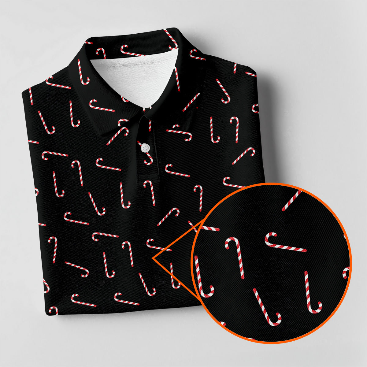 Christmas Candy Cane Golf Tops For Men, Christmas Golf Shirt, Black Golf Polo ShirtGolf Gift For Men