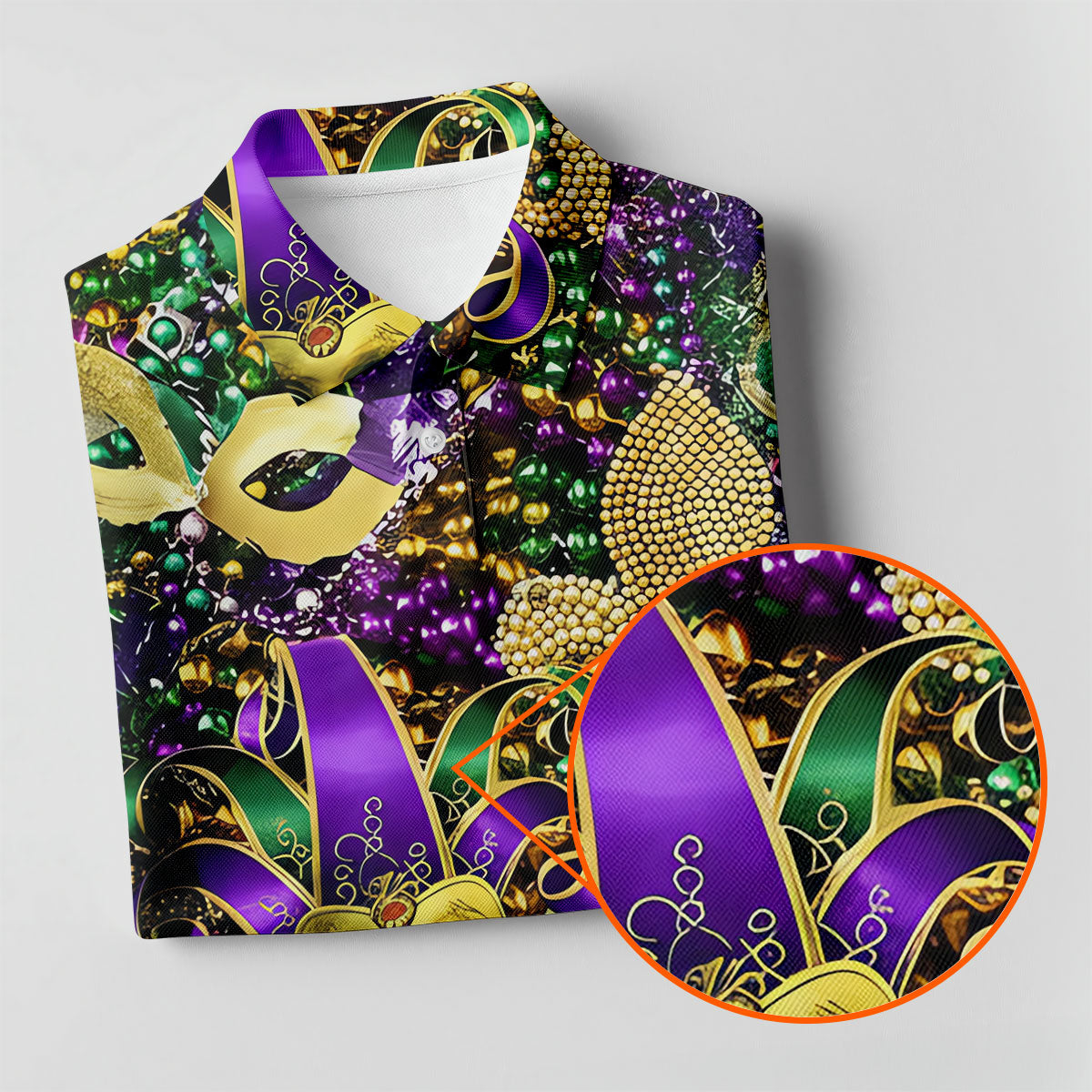 Jester Mask Purple Green Gold Fleur De Lis Beads Mardi Gras Golf Shirt, Golf Shirts For Men, Polo Shirts For Men