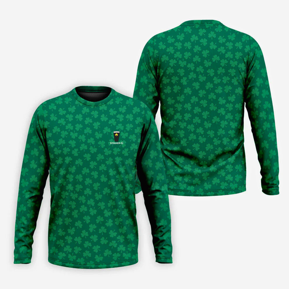 Vitamin G Shamrock Pattern Golf And Beer Green Golf Shirt, St Patrick's Day Golf Shirt