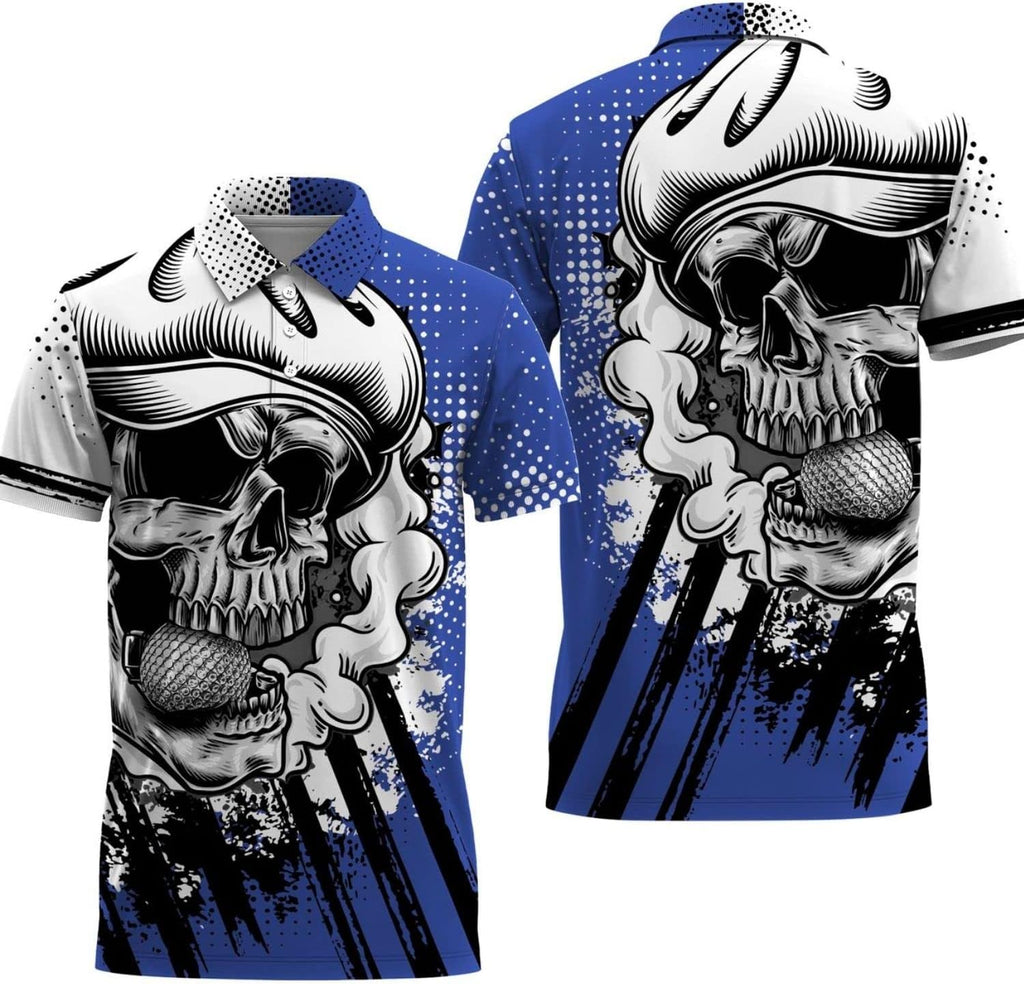 Funny Skull Men's Golf Polo Shirt, Skull Golf Shirt, Dad Golf Gift