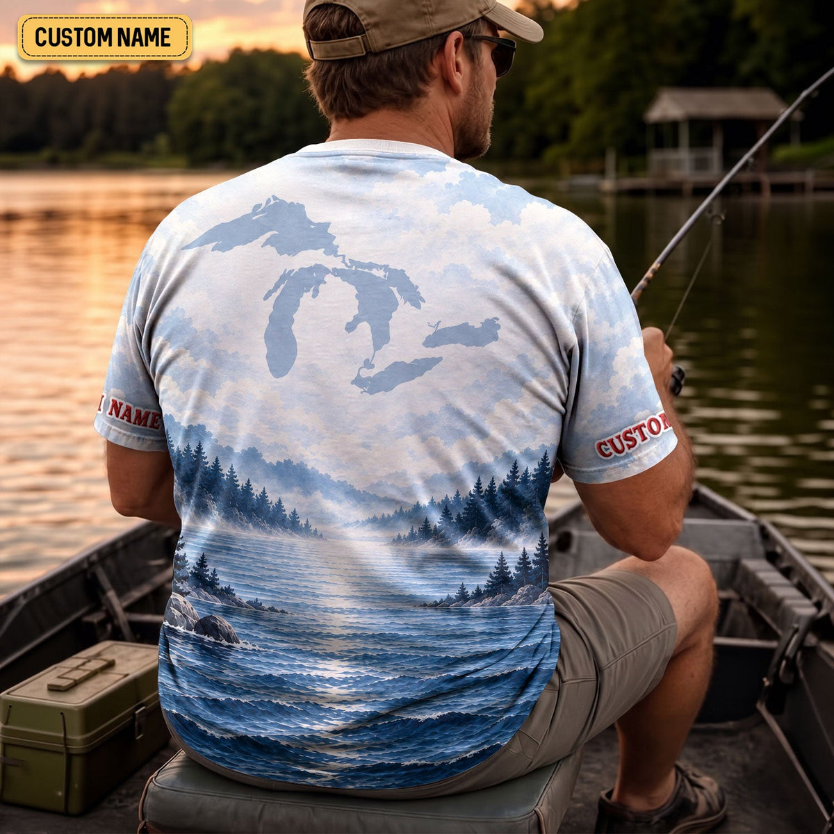 America Great Lakes Fishing UPF Shirt, Performance Fishing Shirt, UPF Sun Shirt For Men