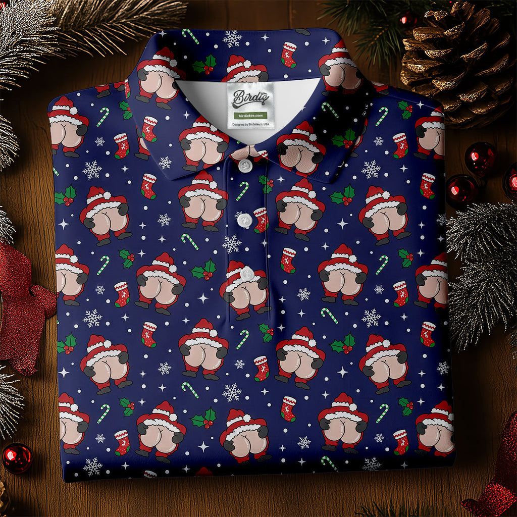 Funny Santa Christmas Golf Tops For Men, Christmas Golf Shirt, Polo Shirts For Men, Golfing Apparel
