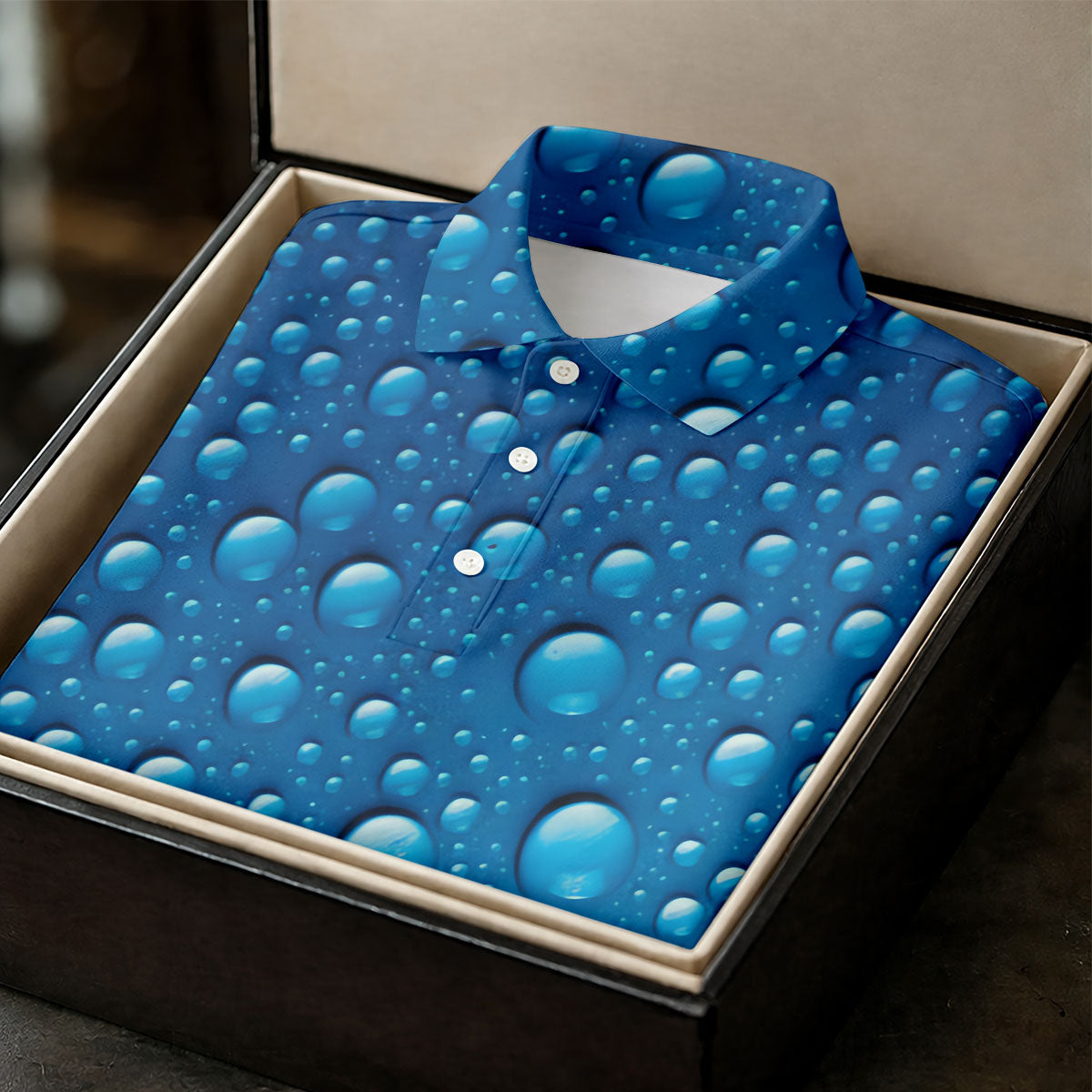 Rain Drops Blue Golf Shirt, Golf Tops For Men, Golf Shirts For Men, Polo Shirts For Men