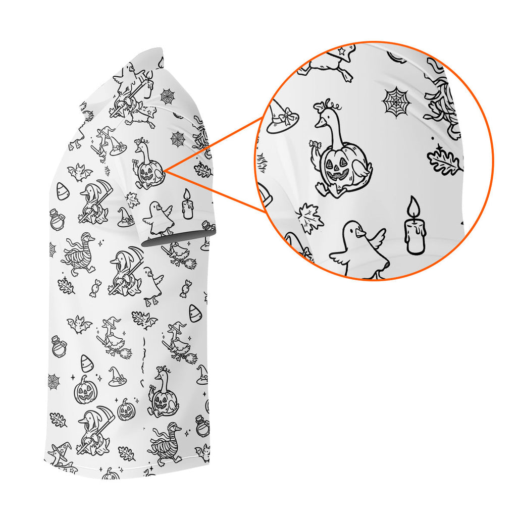 Goose Halloween, Doodle Pattern, Black And White Golf Polo, Mens Funny Golf Shirts, Long Sleeve Golf Shirts, Men Golf Polo