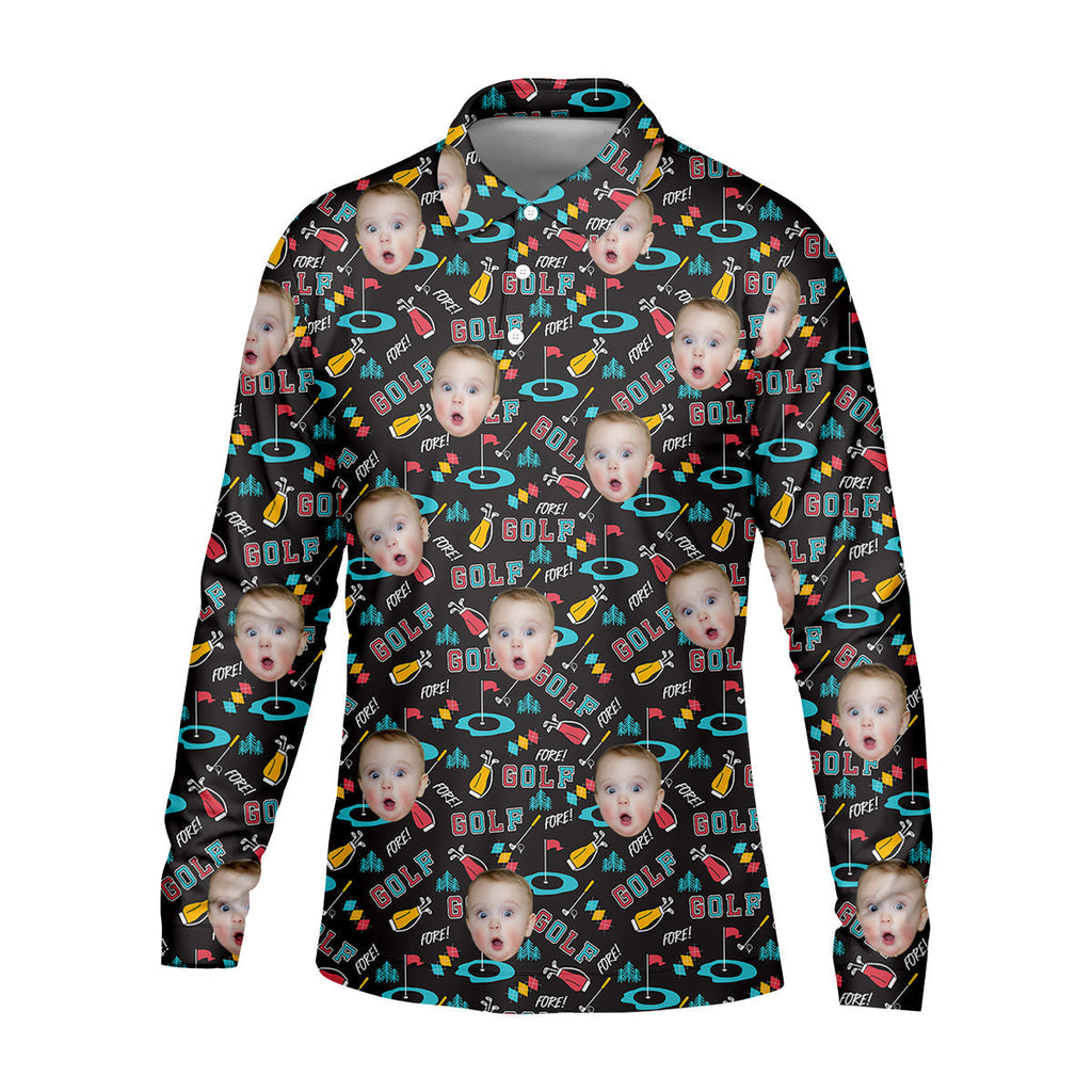 Custom Shirts With Faces, Funny Golf Polo ShirtGifts For The Golfing Dad, Golf Gift For Dad