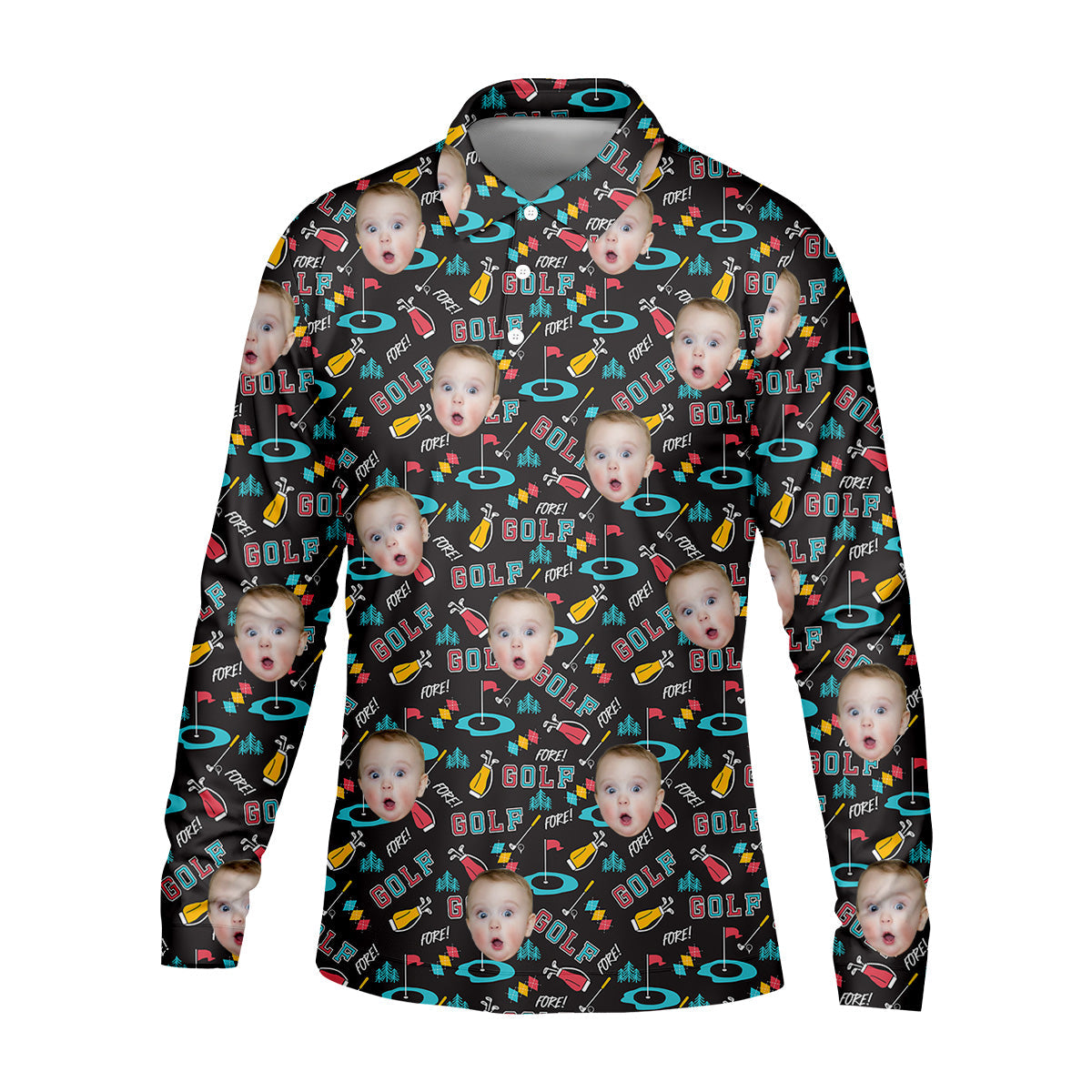 Custom Shirts With Faces, Funny Golf Polo ShirtGifts For The Golfing Dad, Golf Gift For Dad