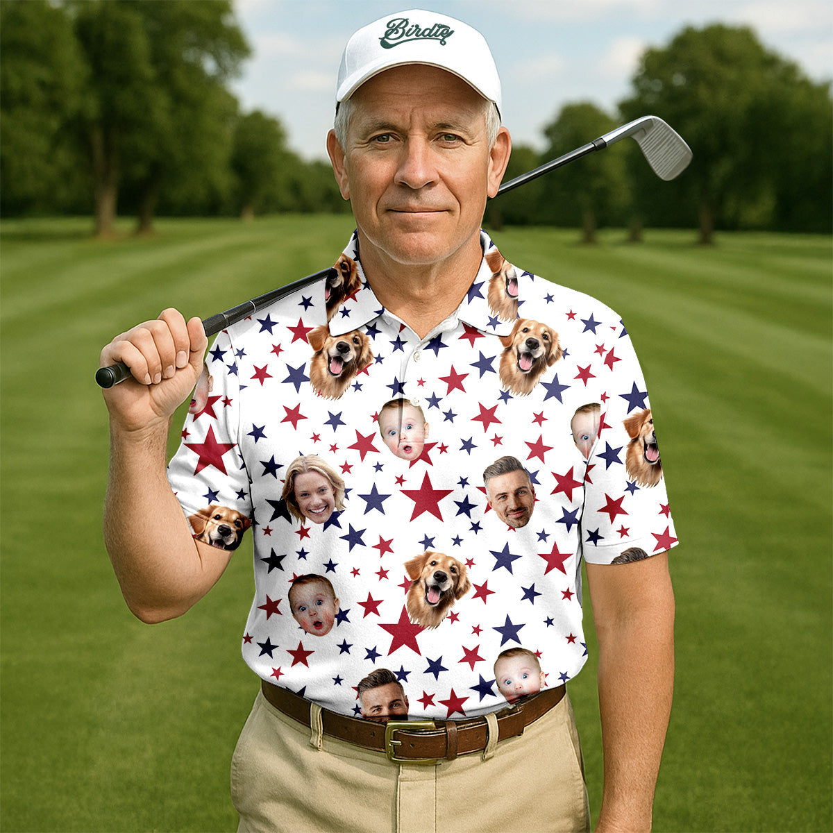 Custom Independence Days Shirts With Faces, 4th Of July Golf Polo, Men's Golf Polo Shirt, Independence Day Shirts