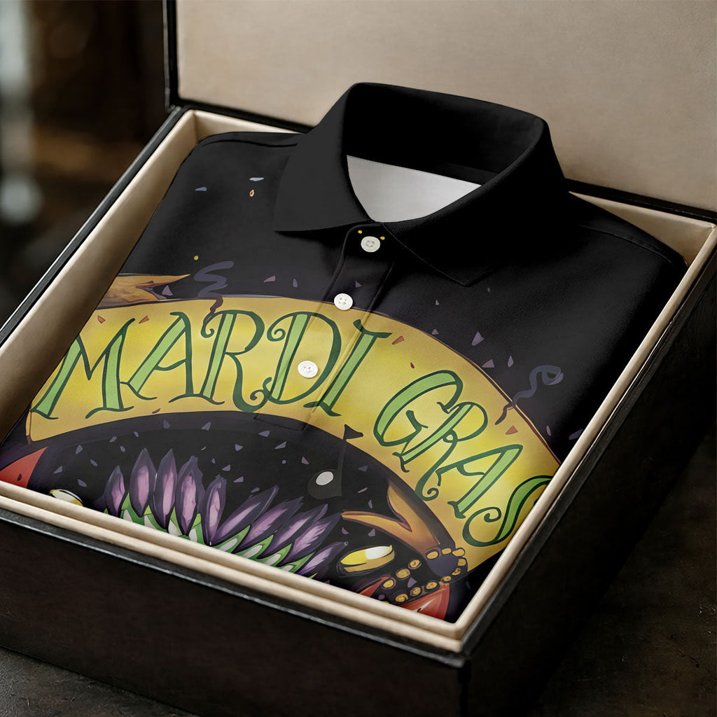 Mardi Gras Crawfish Rue Bourbon Black Golf Shirt, Polo Shirts For Men, Golf Shirts For Men