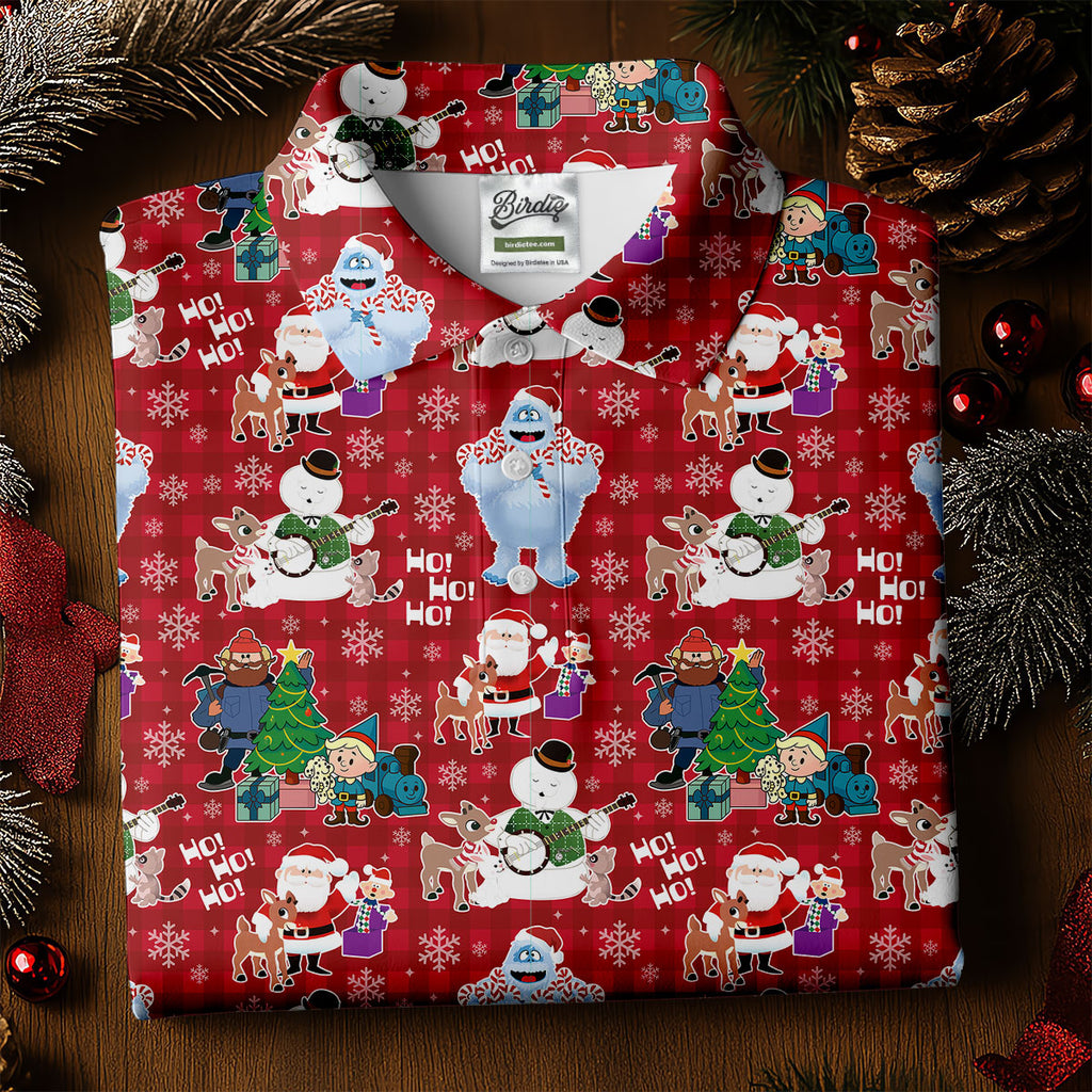 Ho Ho Ho Santa Snowman Men's Golf Polo Shirt Christmas Golf Shirt, Polo ShirtFor Men