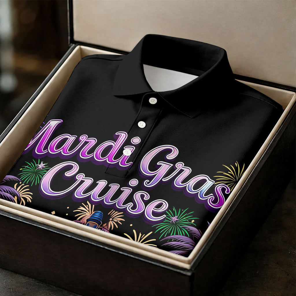 Mardi Gras Cruise Festive Theme Golf Tops For Men, Polo Shirts For Men, Golf Shirts For Men