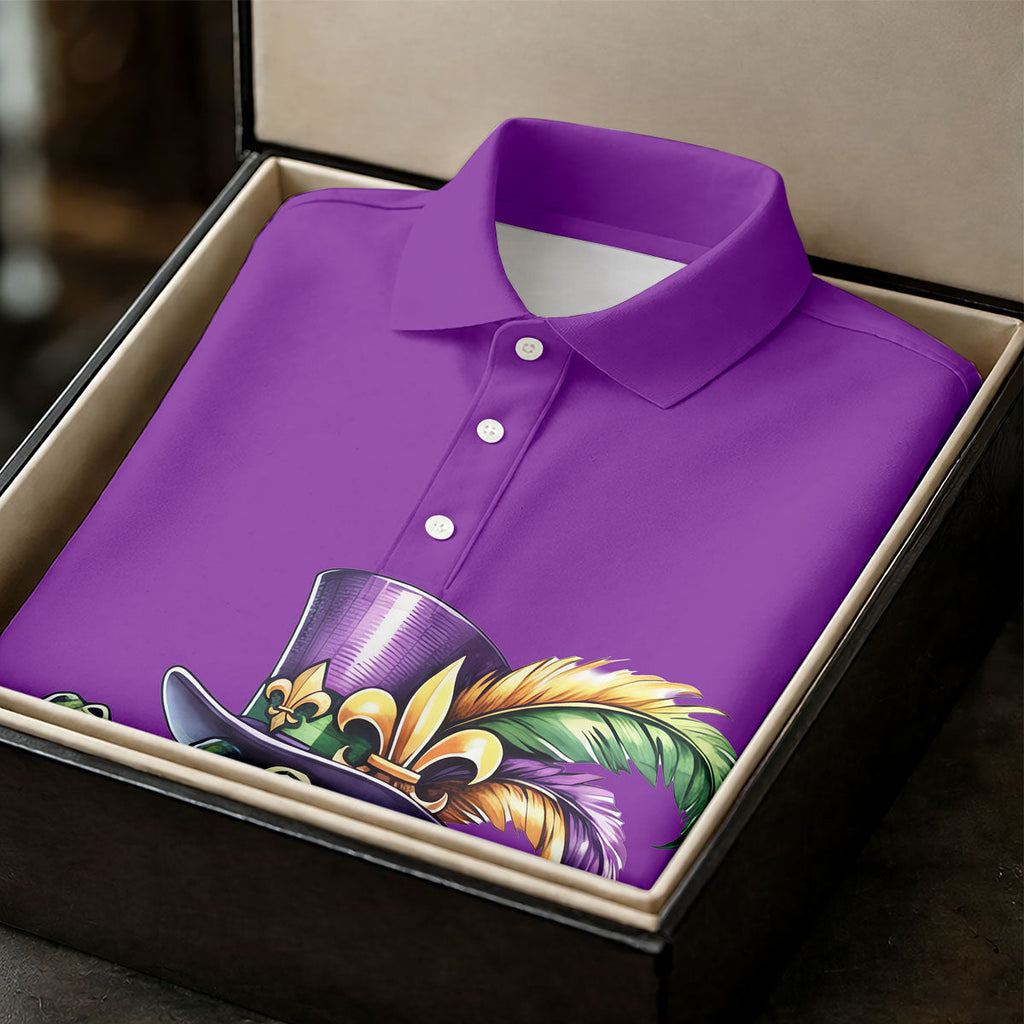 Mardi Gras Alligator Playing Saxophone Purple Golf Shirt, Golf Shirts For Men, Polo Shirts For Men